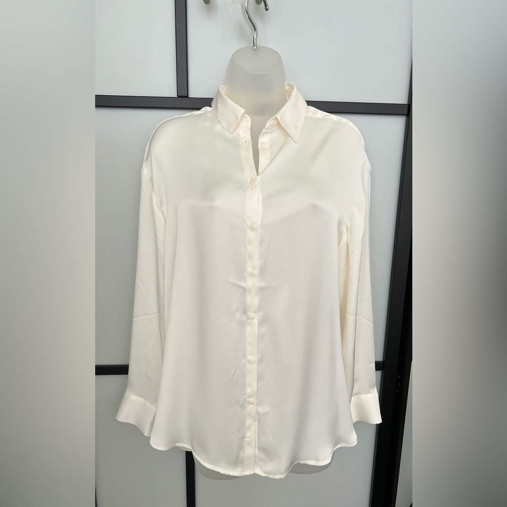 BUNDLE NWOT Express Oversized Satin Black White Button Up Shirt Blouse XSmall - Picture 9 of 15